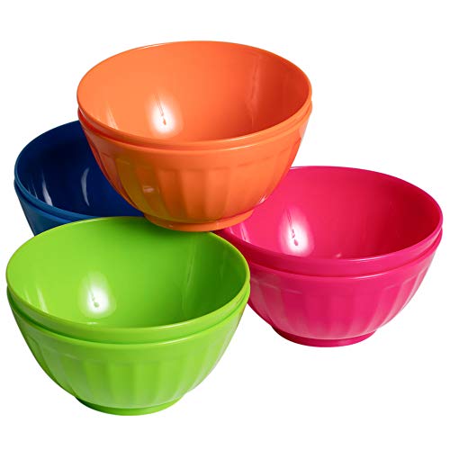 image for Klickpick Home Set Of 8 - 28 Ounce Plastic Bowls For Cereal, Soup, Ice