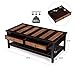 VASAGLE Wooden Coffee Table with 2 Drawers, Rustic Cocktail Table with Solid Wood Legs and Storage Shelf, Easy to Assemble, for Living Room, Office, Reception, Light Maple and Dark Walnut ULCT11CY