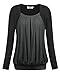 DJT Women's Boat Neck Pleated Front Faux Twinset Blouse T-Shirt Top