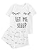 WDIRARA Women's Sleepwear Closed Eyes Print Tee and Shorts Pajama Set White M