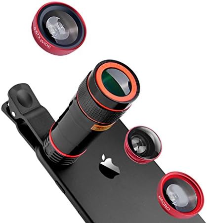 AIKEMA 4K Camera Lens Kit 2 in 1 (0.6x Super Wide Angle + Macro Lens) HD Clip on Phone Lens for iPhone 8, 7 Plus / 7 / 6s Plus / 6s/ Samsung Mobile Phones and Tablets (4 in 1)