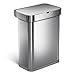 simplehuman 58 Liter / 15.3 Gallon Rectangular Voice and Motion Sensor Automatic Kitchen Trash Can, Brushed Stainless Steel