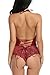 Avidlove Women Sexy Lingerie Teddy One Piece Lace Halter Babydoll Bodysuit Wine Red XXL