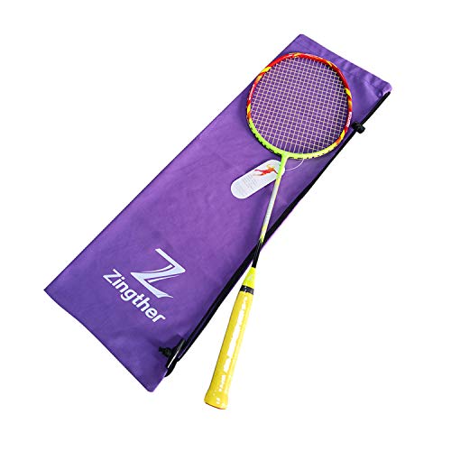 Zingther Professional Graphite Badminton Racket for Kids, Men & Women, with Yellow String, 82+/-2g Weight, Strung at 22lb (1-Pack, Pre-Strung at 22lb)