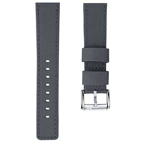 ZULUDIVER Waterproof Divers Watch Band Grey & Grey Stitching 22mm