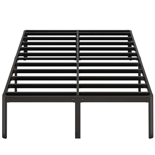 Yicensen Base Cama Matrimonial de 36 cm de Altura, Metal Camas Matrimonial con Patas Redondeadas de Esquina, Plataforma Resistente Cama Muy Resistente Fácil Montaje, Sin Ruido, Negro