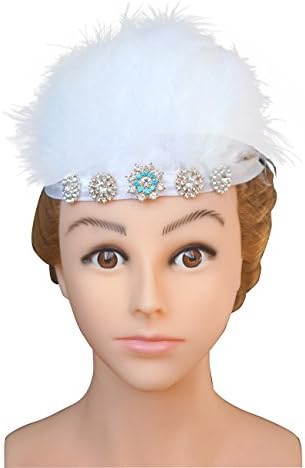 Blank K Feather forehead Tiara Headband Carnival Party Derby Tea-Time Headpiece White For Girls
