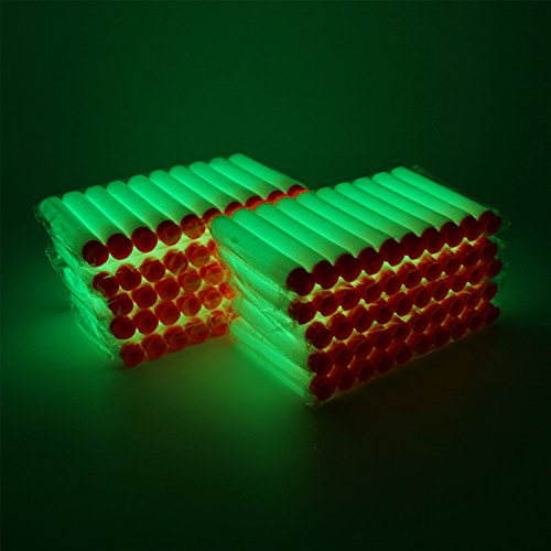 EKIND 200 Pcs Suction Darts Refill Pack Foam Bullet Compatible for NERF N-Strike Series Blaster (Glow at Dark, White)