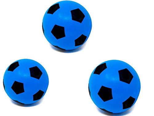 E-Deals Pack of 3 17.5cm Blue Foam Balls Indoor Outdoor Soft Sponge Foam Soccer Ball Great Fun For Adults Kids Boys Girls
