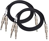 GLS Audio 6ft Insert Cable Cord - Full Metal 1/4" TRS Stereo to Dual 1/4" TS Mono Black Cable - 6' Send and Return Cord - 2 Pack