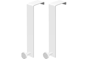 JUKFITA Over The Door Hooks, 2 Packs Heavy-Duty Over Door Hook fit 1.6"-1.8" Thick Doors, Single Metal Door Hanger Hooks for Hanging Towel Clothes Coat Bags with 8 Furniture Pads, White