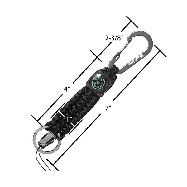 Techion-Paracord-Survival-Keychain-Compass-60-inch-Disassembled-Length-7-inch-Braided-Strong-Paracord-Keychain-with-Key-Ring-Compass-Carabiner-and-Quick-Release-Clip