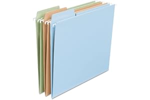 Smead FasTab Hanging File Folder, 1/3-Cut Built-in Tab, Letter Size, Assorted Pastel Colors, 18 per Box (64054)