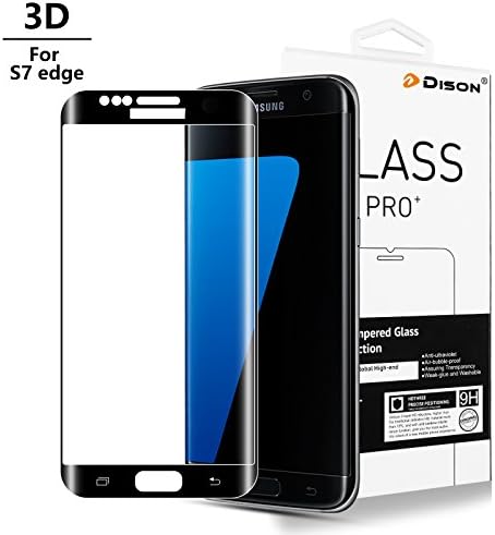 Galaxy S7 Edge Tempered Glass, Dison S7 Edge Screen Protector 3D Curved High Definition Ultra Clear Film Anti-Bubble (9H Full Screen Coverage) for Samsung Galaxy S7 Edge - Black