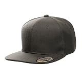 Blank Solid Plain Flat Visor Snapback (Dark Grey-One Size)