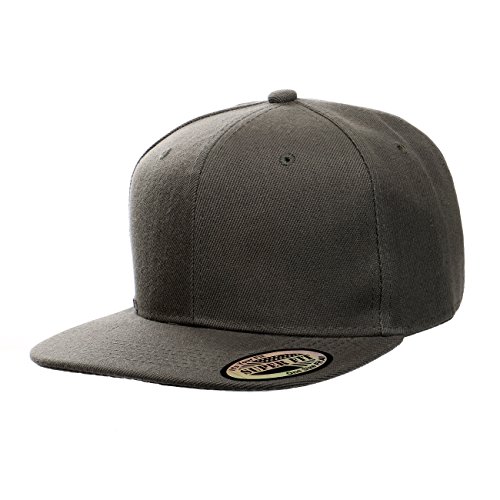 Blank Solid Plain Flat Visor Snapback (Dark Grey-One Size)