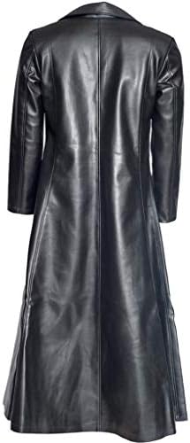 Gothic Long Coat Leather Coat Faux Leather Jacket Jackets Leather Biker Jacket Men with Fur Lapels Kneee-Length Vintage Medieval Long Army Leather