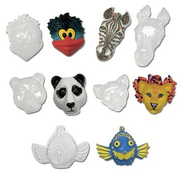 Roylco R52007 Make-A-Mask Multi-Cultural Animal Mask Set, Plastic, 8" x 6-1/2" x 2-1/2" Size, Clear (Pack of 5)