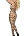 Vivilover Womens Lingerie Curvy Lines Pattern Crotchless Plus Size Fishnet Bodystocking Black (US 0-18=Tag XL)
