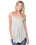 Bluetime Womens Soft Racerback Pleated Hem Strap Loose Tank Top