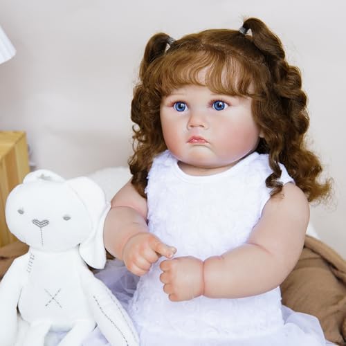 Bebê Reborn Boneca Menina Grandes 65cm Corpo de Pano (60cm Menina Olhos Azuis)