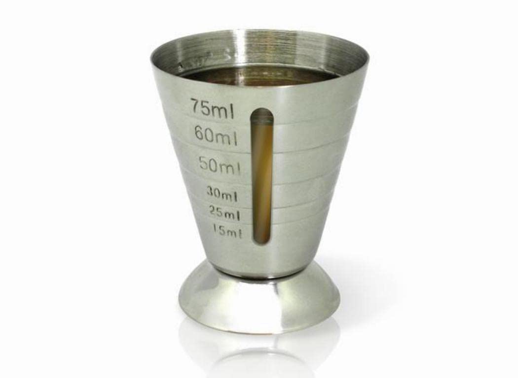 Vin Bouquet FIK 030 Jigger 75-15ml. Professional Jigger made in stainless steel with window, Plateado