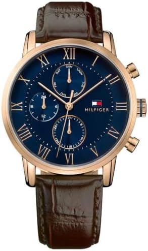 Tommy Hilfiger Men's Blue Dial Brown Leather Watch 1791399 price