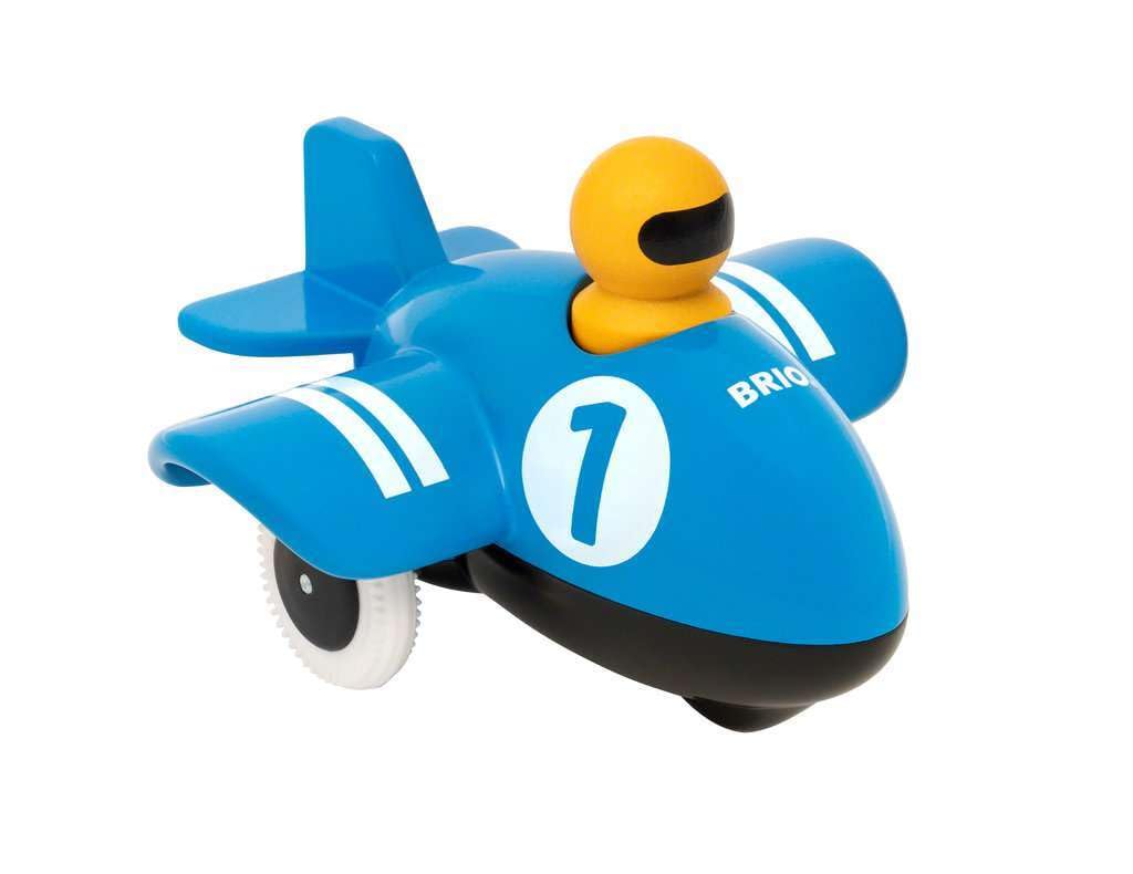 BRIO Push & Go Airplane Toddler Toys for Ages 12 Months Up (Kids 1 Year Old) - Blue Aeroplane