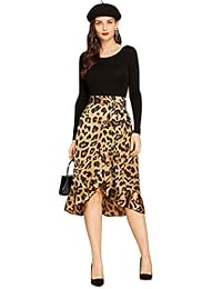 SheIn falda con volantes y estampado de leopardo para dama