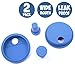 Wide-Mouth Mason Jar Silicone Lids and Corks (2 Lids & 2 Corks) | Leak-Proof, Reversible Lid + Silicone Cork Bottle Stopper | Wide Spout for Smoothies and Protein Shakes (Blue)
