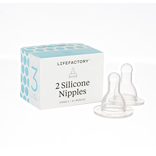 Lifefactory BPA-Free Stage 3 (6+ Months) Silicone Nipples 2-Pack