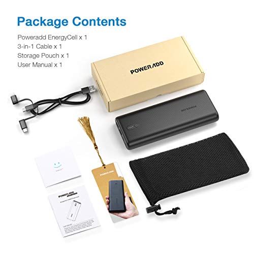 Poweradd 26800mAh USB C Power bank with Power Delivery - 30W Type-C Output and Input Portable Charger for MacBooks, USB C Laptops, iPhone, iPad, Samsung, Huawei & More