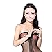 Black Color QueensHot Sexy Erotic Silky Shiny Lingerie Babydoll Teddy Tube Body Catsuit Stocking Tigh-High,Black,Large