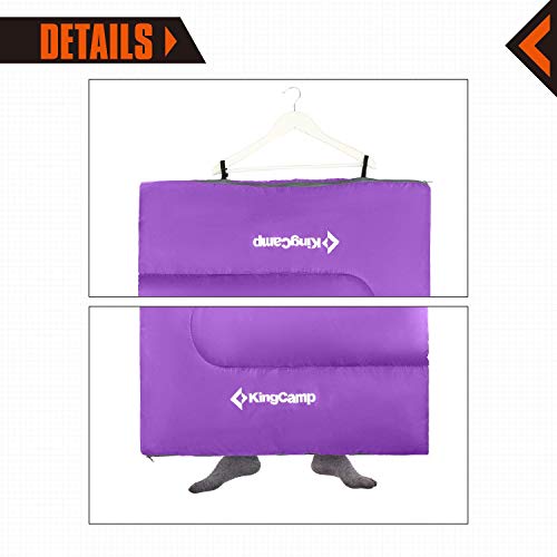 image for KingCamp Envelope Sleeping Bag 3 Season Lightweight Comfort with Compr