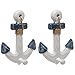 MyGift Set of 2 Blue & White Nautical Anchor Design Wall Mounted Hat Hook/Coat Towel Display Hanger