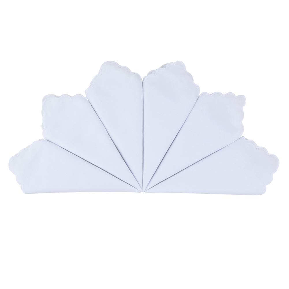 HOULIFE Ladies 100% 60S Cotton Handkerchiefs Womens Soft Solid Pure White Hankies for Wedding Party DIY 6/12 Pieces 28x28cm Christmas Gifts