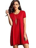 ROMWE Women's Short Sleeve Shirt Casual Loose Swing Dress