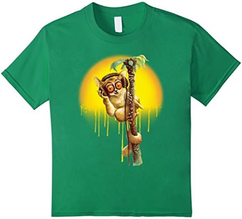 Kids MudgeWare Kinkajou Chillin' With Headphones T-Shirt 12 Kelly Green