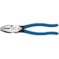 Klein Tools D2000-9NECR Lineman's Pliers with Crimping, Made in USA, High-Leverage Streamline Design with Induction Hardened Knives and Knurled Jaws