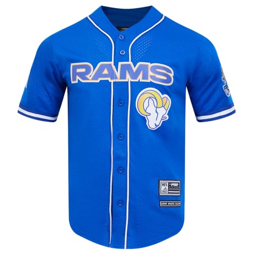 Pro Standard Mens NFL Los Angeles Rams Mesh Button Down Mesh Top Royal Blue S
