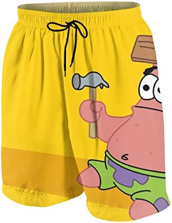 OINUNTN Swim Trunks Patrick Star Quick Dry Beach Board Shorts Bathing Suit with Side Pockets for Teen Boys