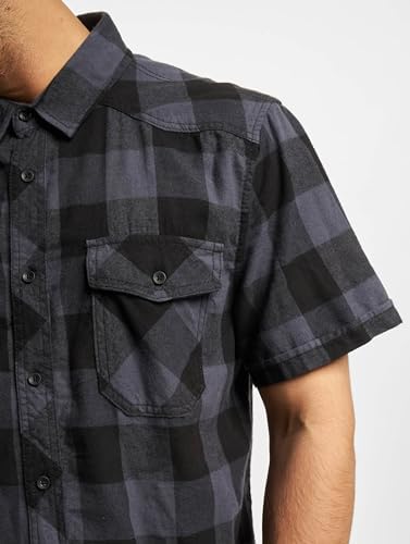 Check Shirt Short Sleeve, Color: black/grey, Size: L