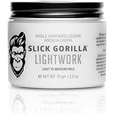 Slick Gorilla Lighwork Matte Hair Clay for Men 2.5 oz | Matte Finish | Flexible Hold | Lightweight Styling Clay | Water-Based | Natural Texture | Non-Greasy Grooming Clay for Everyday Use