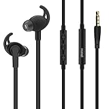 Earphones Sport Headphones Kuool Wired Sweatproof Earphones Running Gym Headsetwith Microphone Volume Control, Noise Isolating In-ear Stereo Earbuds Earphones for iPhone Android Laptop- Black