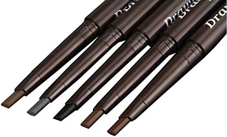 Bodermin 5 Pcs /Pack Women Lady Longlasting 5 Colors To Choose Eyebrow Pencil Eye Brow Liner Pen Powder Shapper Makeup Beauty Tool (5pcs Dark Brown)