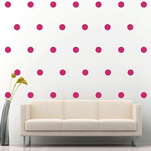 2" Set of 200 Hot Pink Polka Dots Circle Wall Decal Vinyl Sticker Wall Pattern Decor