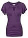 Ninedaily Women Dressy Tunic Tops Crossover V Neck Raglan Sleeve Ruched Blouse