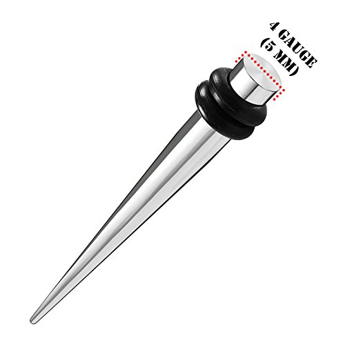 BIG GAUGES Pair 316L Surgical Steel 4gauges 5 mm Expander Ear Taper Plugs Rubber O-Rings Piercing Jewelry Stretching Earring BG0840