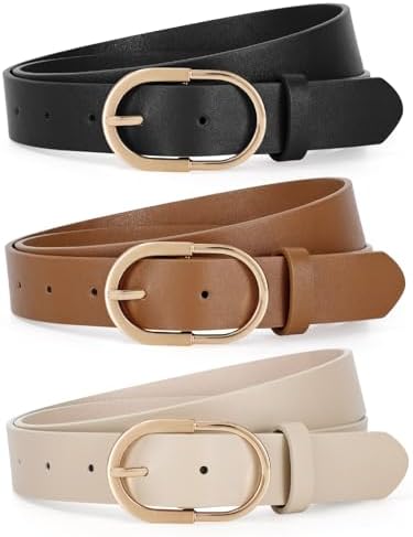 UnFader Pack 3 Women Belts for Jeans Pants, Fashion Gold  display picture 3