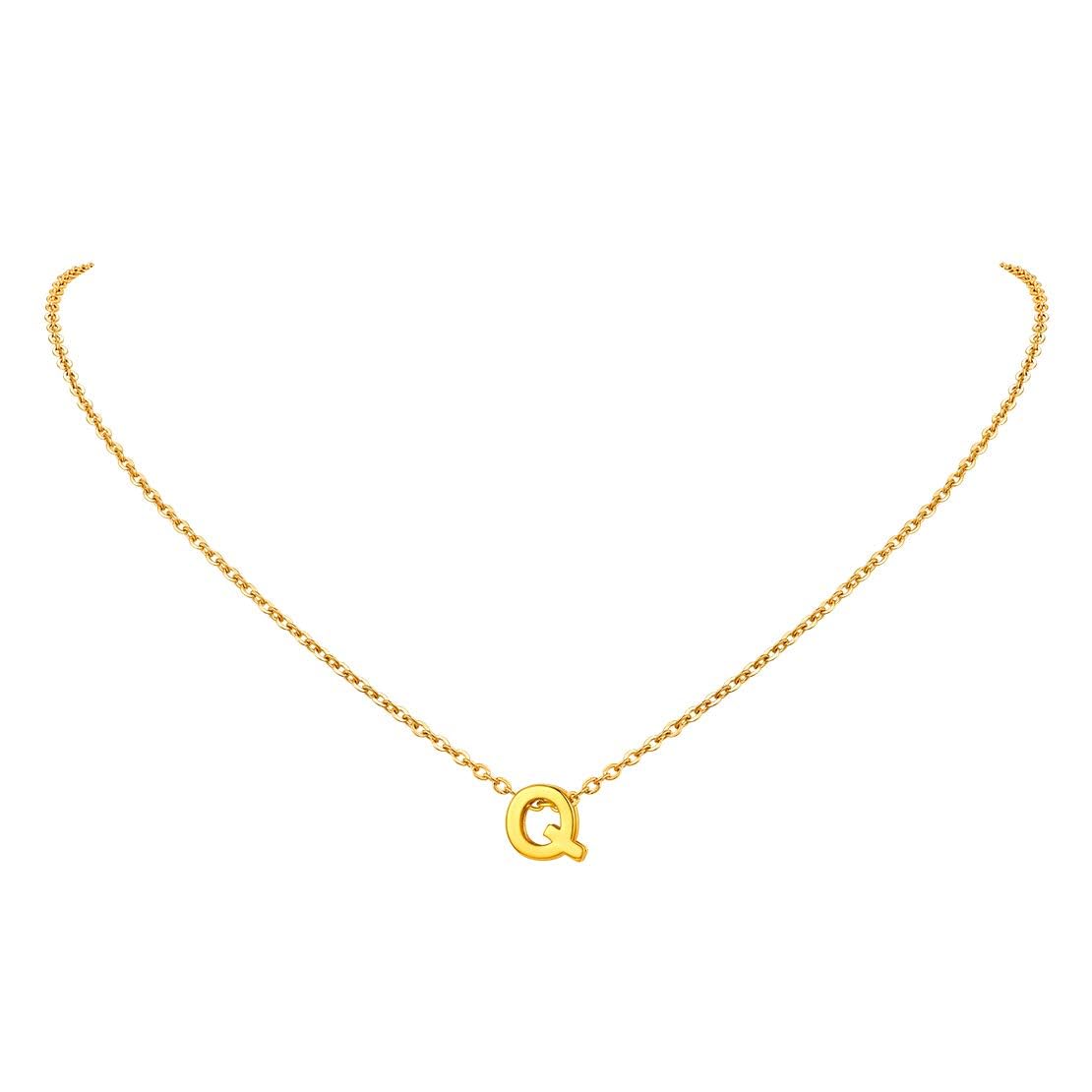 FindChic Initial Necklace for Women Letter Q Pendant Alphabet Gold Letter Choker Necklaces with Stainless Steel Chain 16+2 Inch Extender Chains Women Jewellery Gift